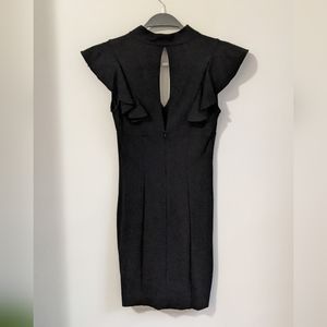 Bebe Fitted Bodycon Keyhole Dress, Black, XS